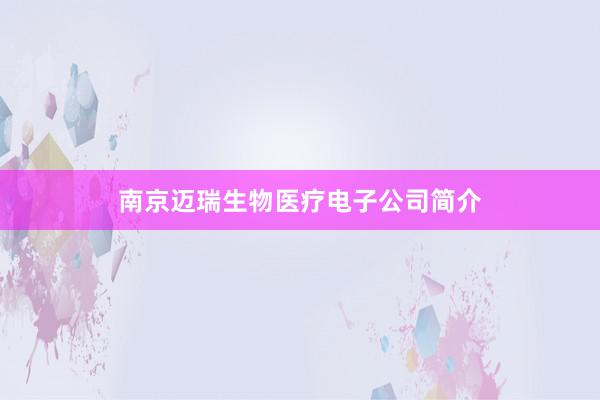 南京迈瑞生物医疗电子公司简介
